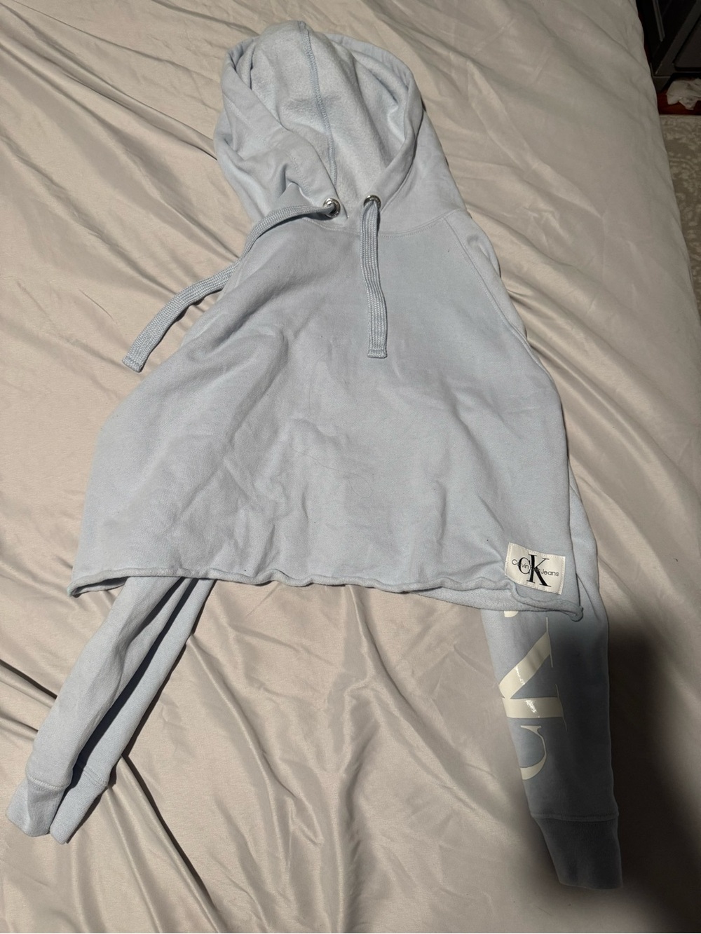 Calvin Klein Pale Blue women’s Hooded Sweatshirt with CK Patch